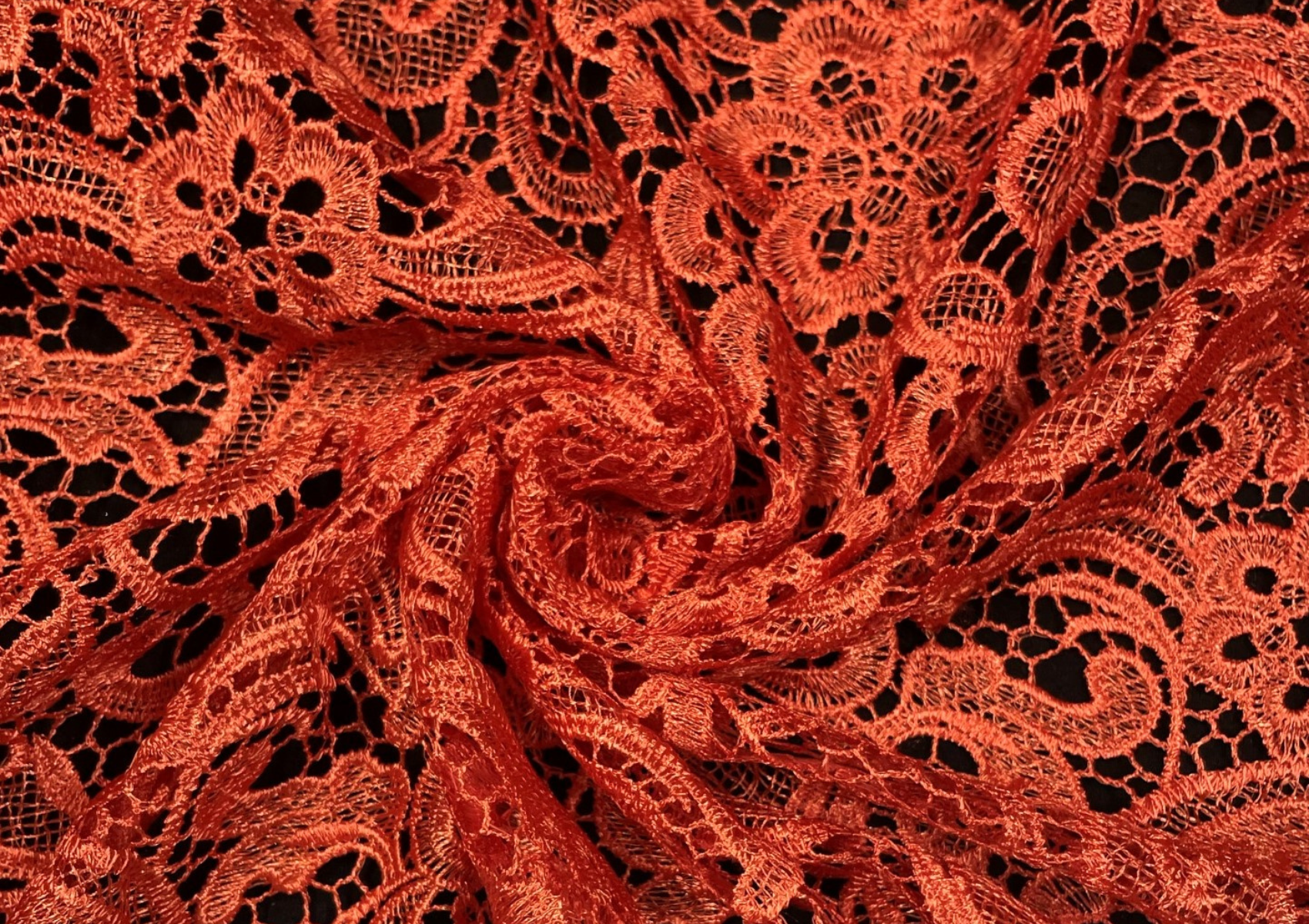 Orange Floral Embroidered Net Fabric - Kapda Shop