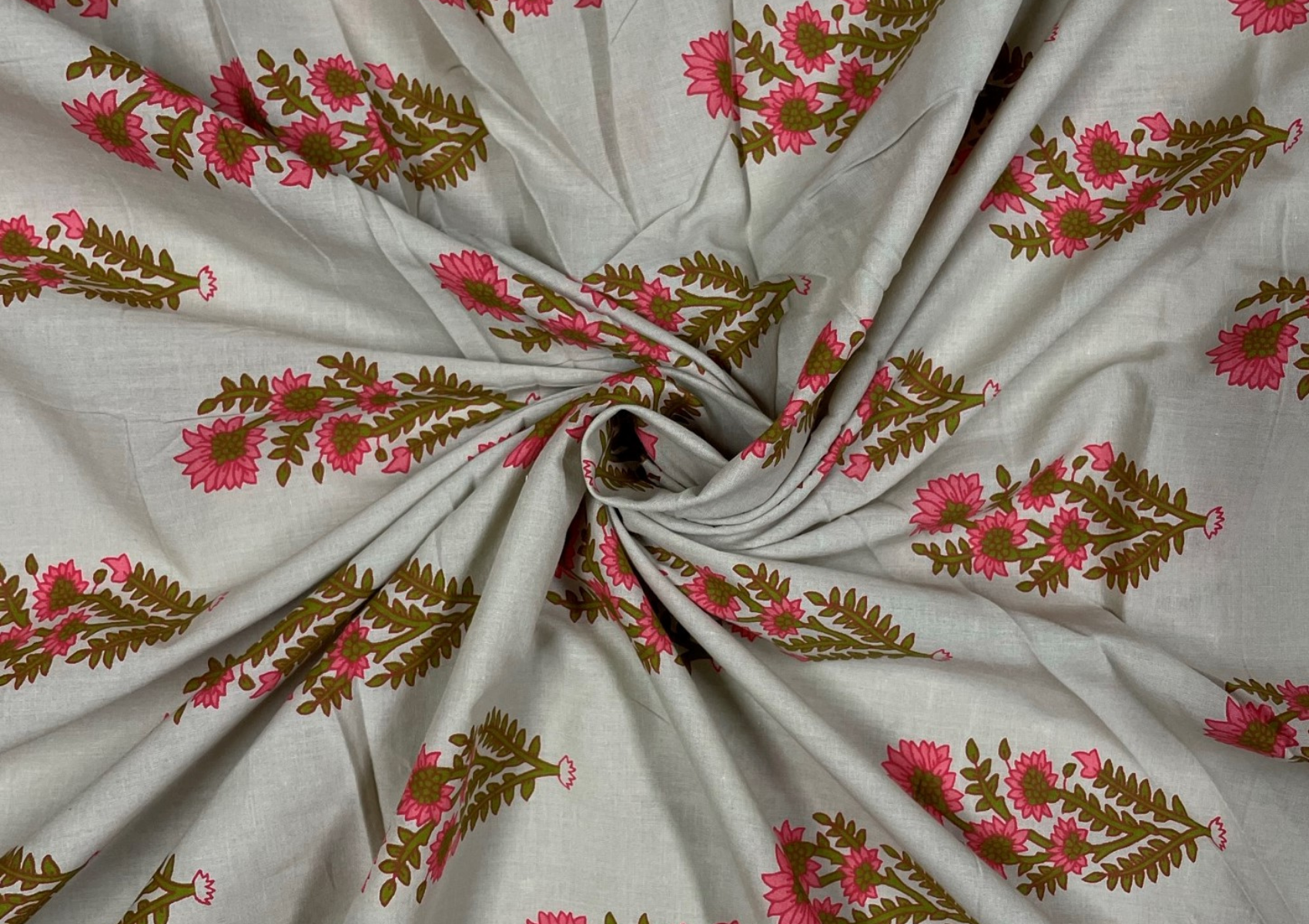 Cotton Cambric Beige Red Floral Print - Kapda Shop