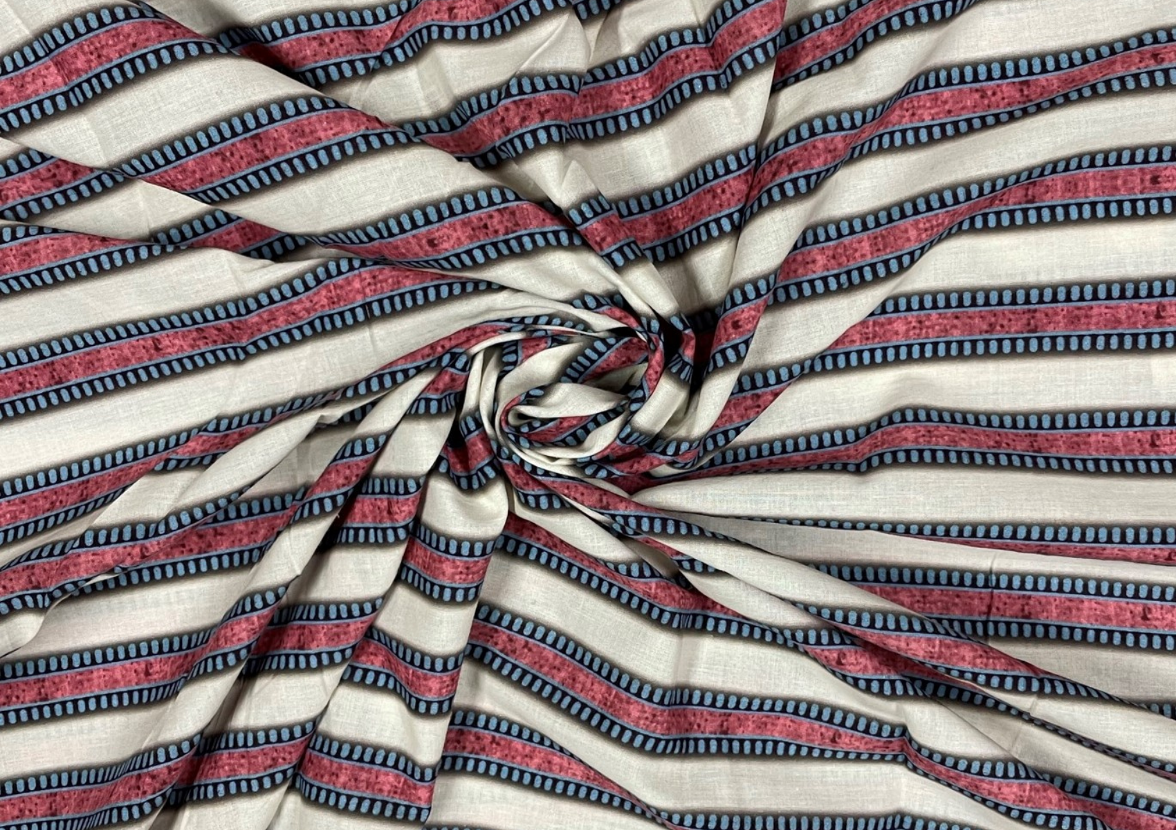 Multicolor Stripes Print Cotton Cambric Fabric - Kapda Shop