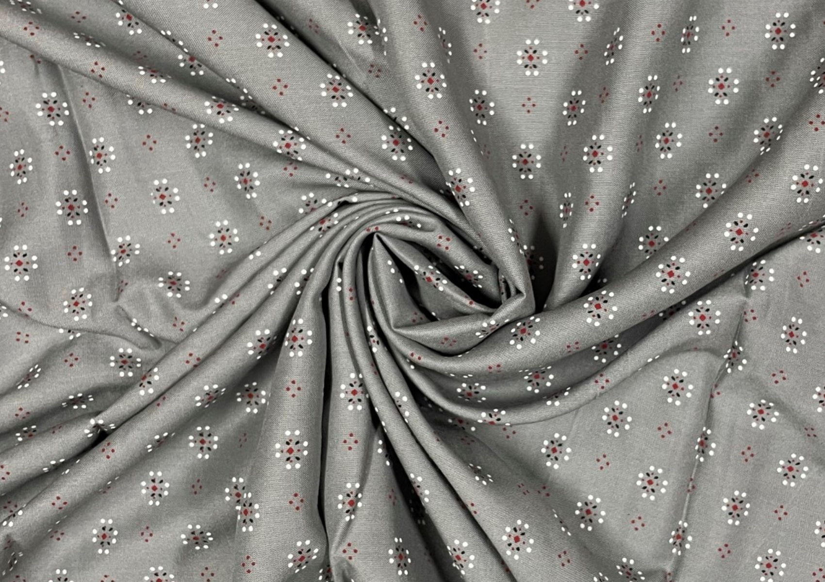 Light Grey Floral Cotton Fabric - Kapda Shop
