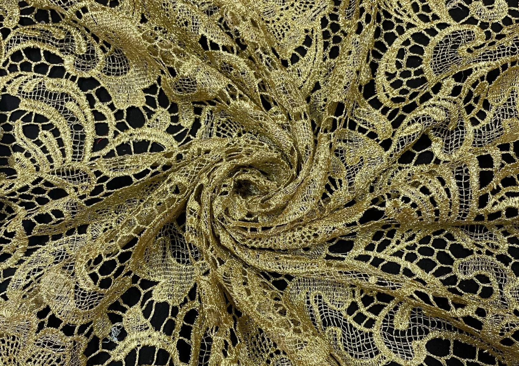 Golden Floral Net Fabric