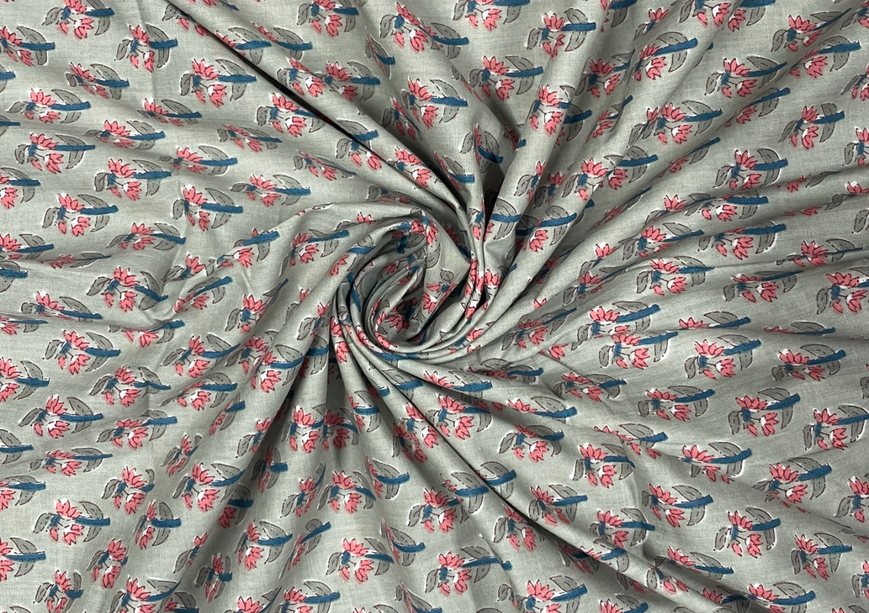 Pista Green Floral Printed Cotton Cambric Fabric - Kapda Shop