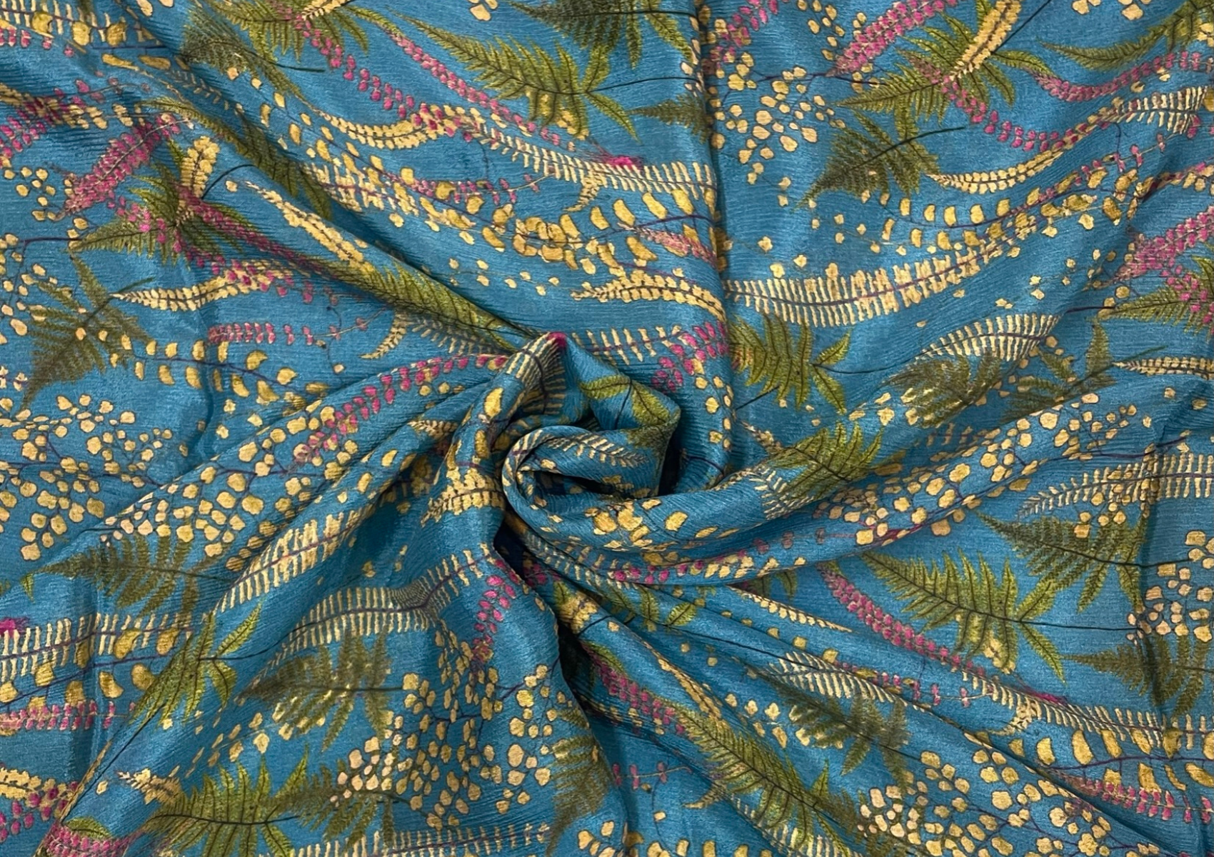 Blue Floral Printed Chiffon Fabric - Kapda Shop