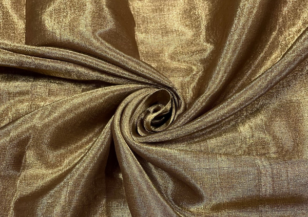 Antique Golden Plain Pure Silk Tissue Fabric