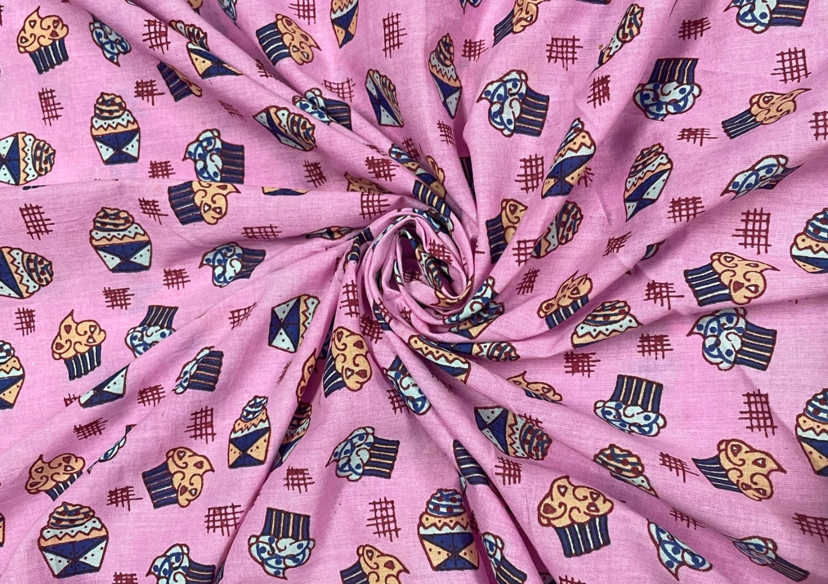 Pink Quirky Cotton Voil Print Fabric - Kapda Shop