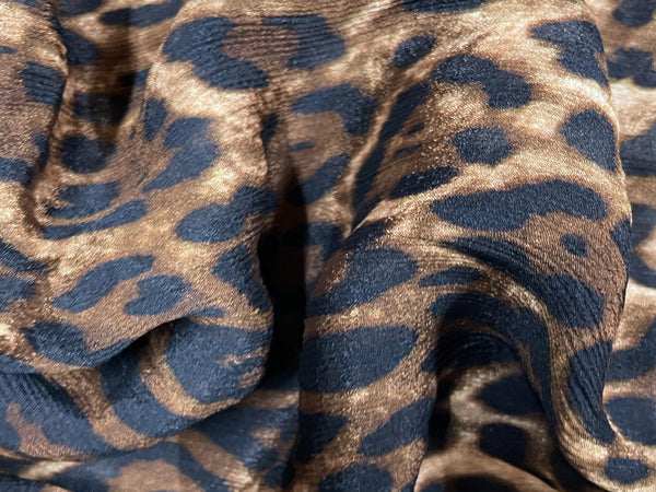 Brown Leopard Print Chiffon Fabric