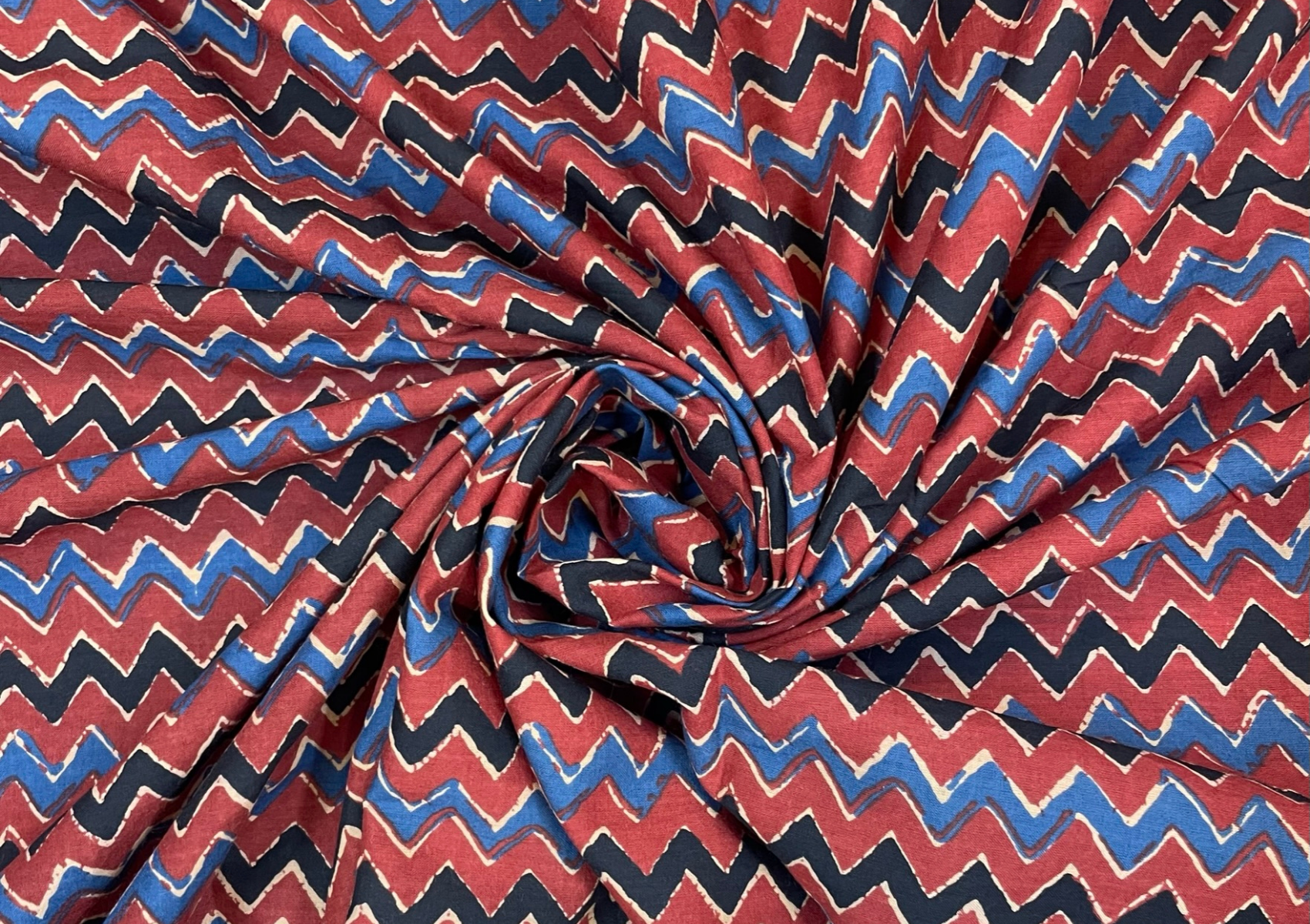 Maroon Chevron Printed Cotton Cambric Fabric - Kapda Shop