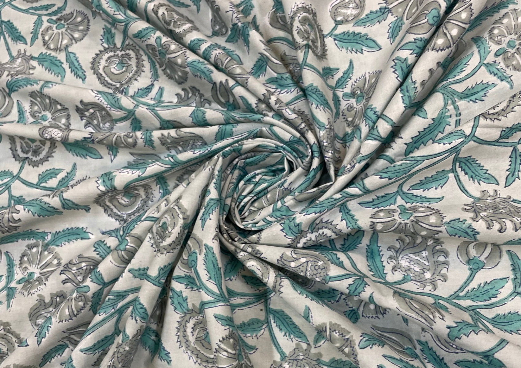 Printed Cotton Cambric Light Grey Floral 2 - Kapda Shop