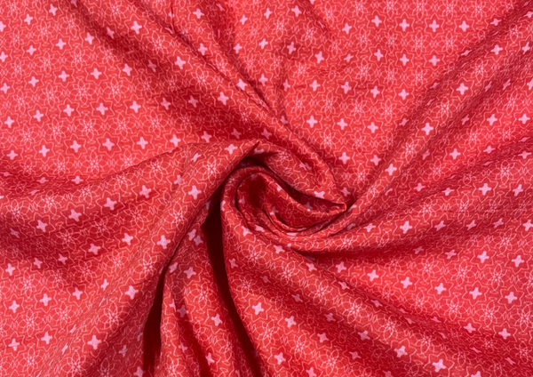 Orange Geometric Pure Cotton Silk Fabric