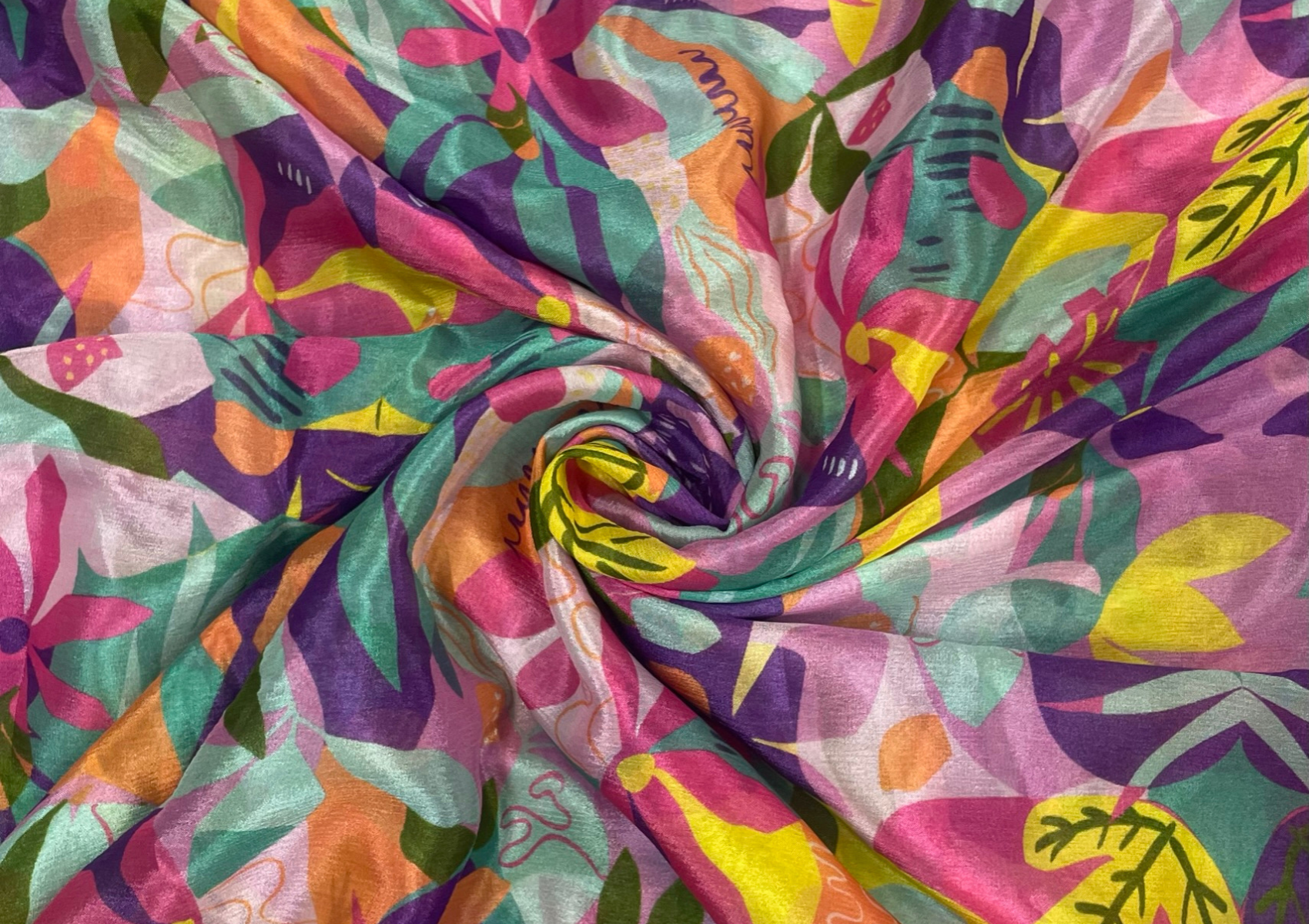 Multicolor Floral Printed Chiffon Fabric - Kapda Shop
