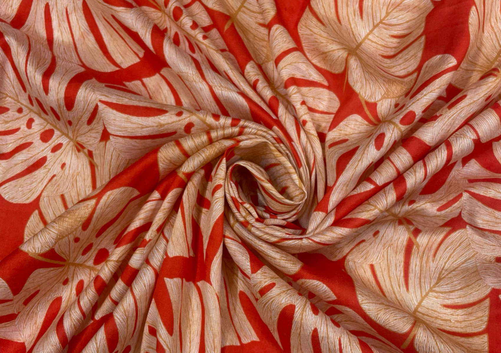 Orange Floral Pure Chanderi Silk Fabric - Kapda Shop