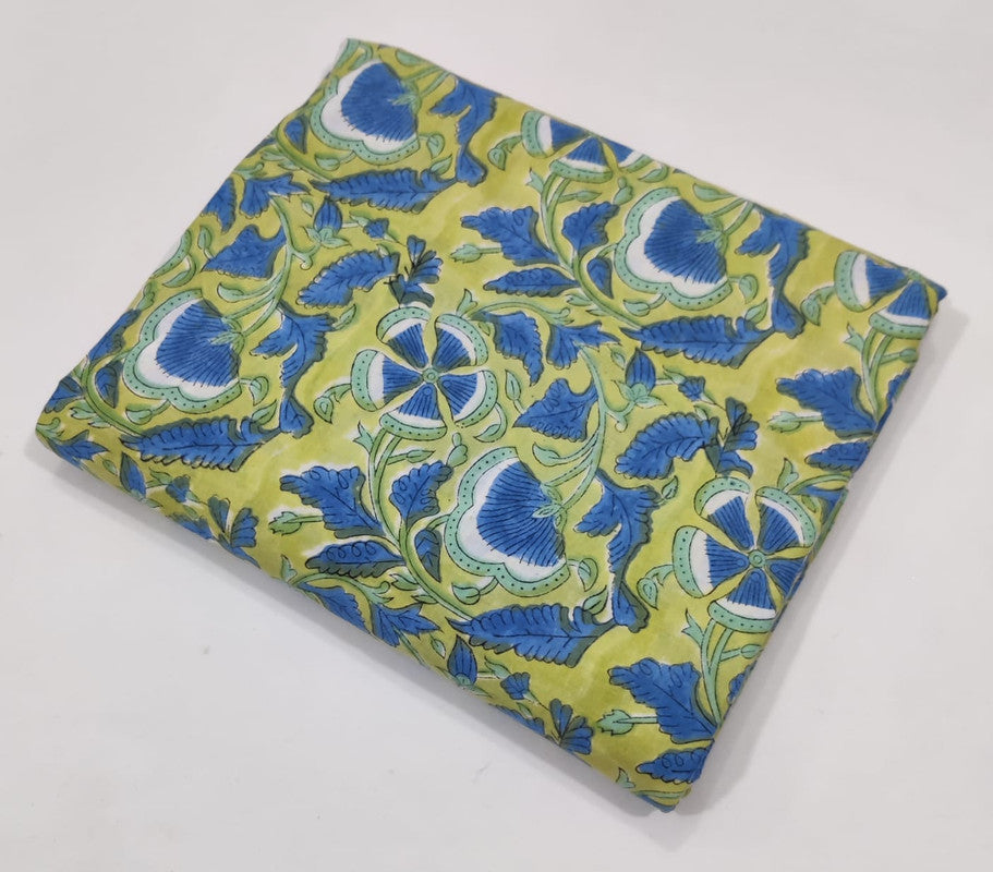 Green & Blue Floral Cotton Fabric