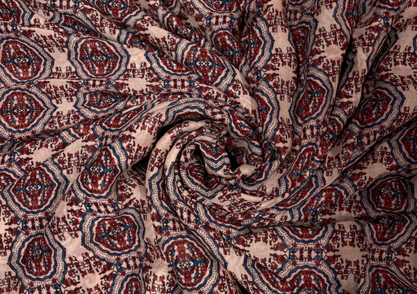 Red Geometric Printed Georgette Fabric
