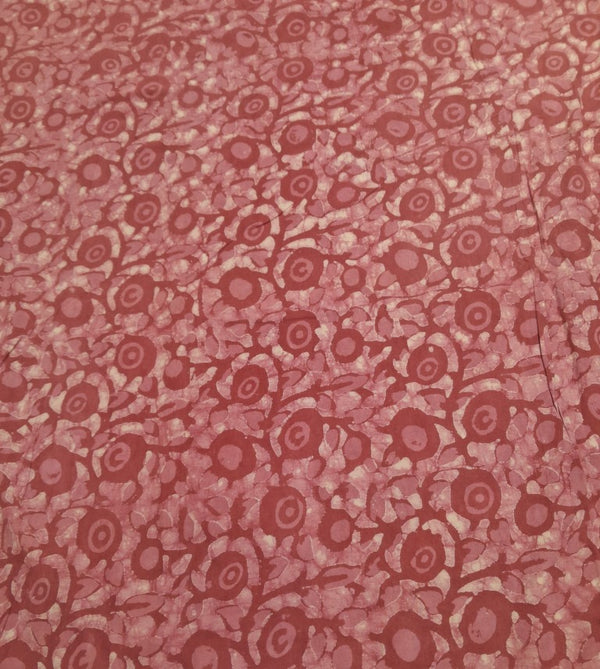 Pink Abstract Cotton Cambric Kalamkari Fabric