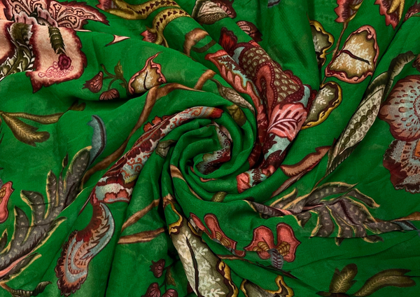 Green Floral Printed Georgette Fabric