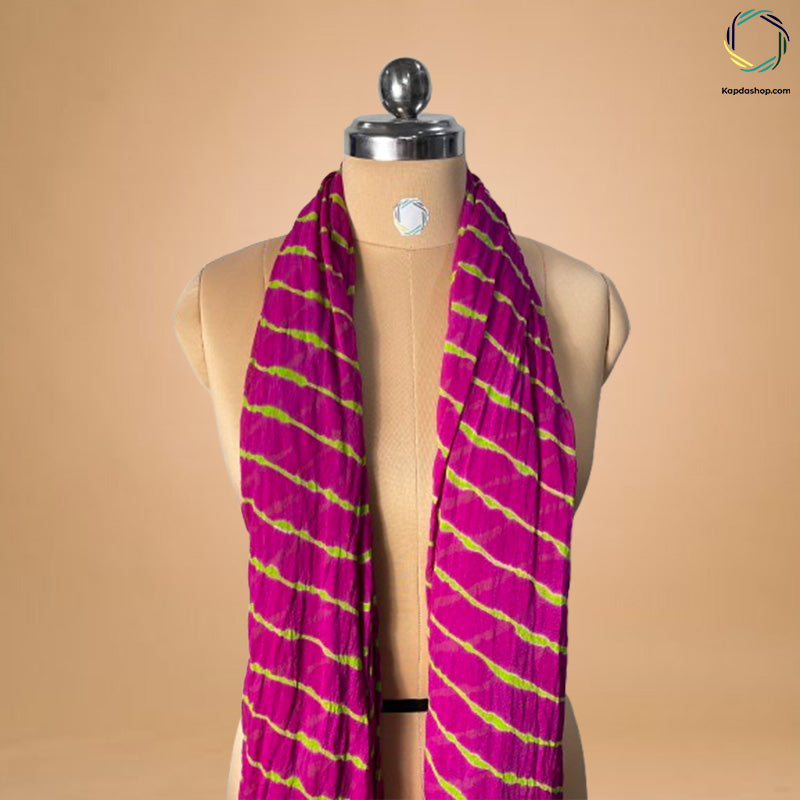 Pink Leheriya Georegette Dupatta Kapdashop