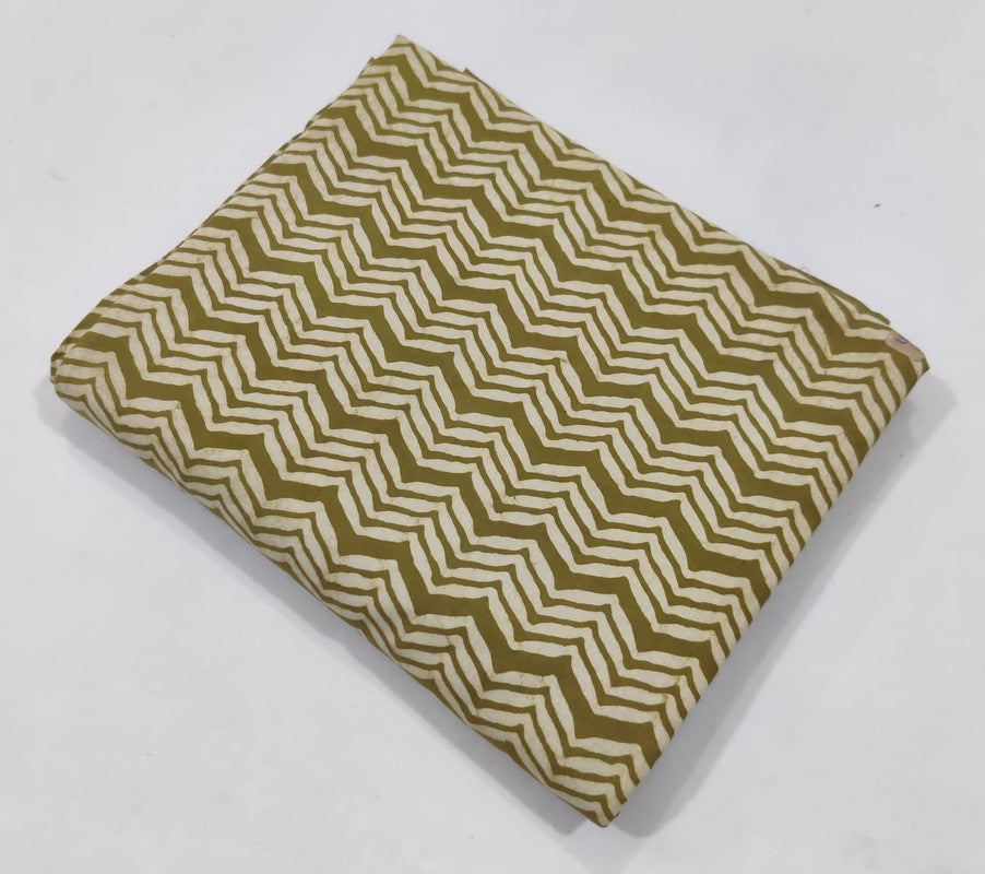 Green Chevron Dabu Cotton Fabric