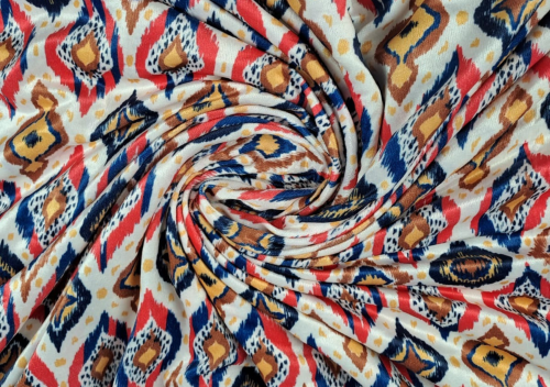 Multicolor Traditional Printed Velvet Fabric