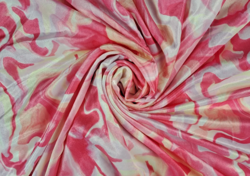 Multicolor Abstract Printed Velvet Fabric