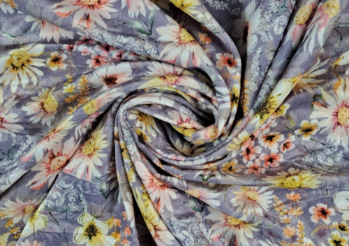 Multicolor Floral Printed Velvet Fabric