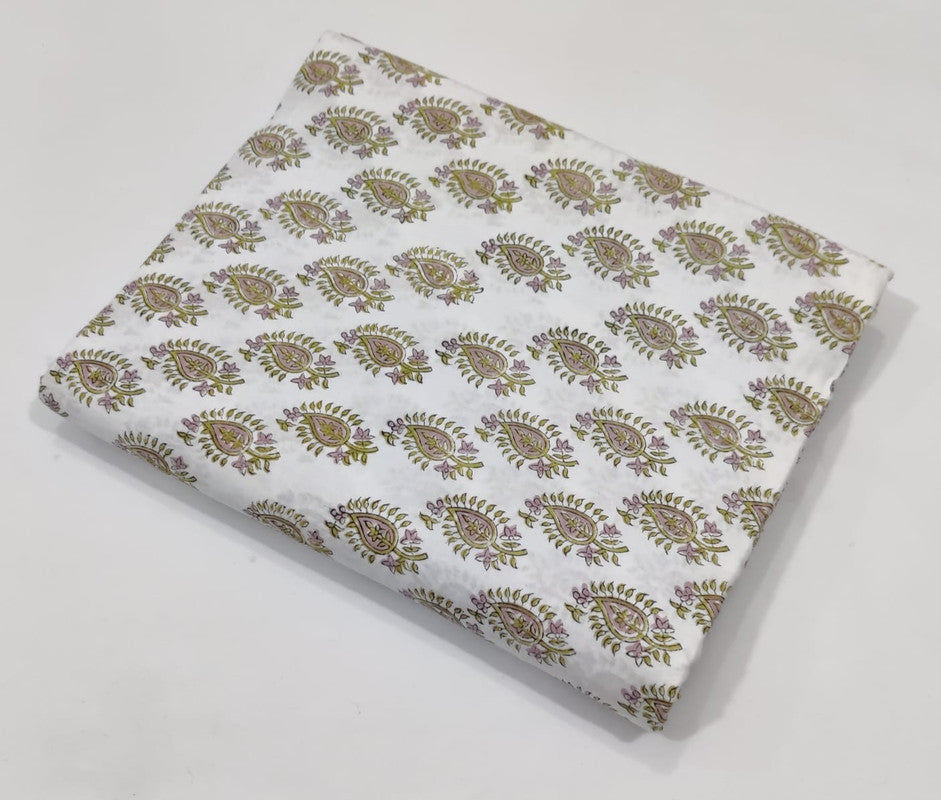 White Paisley Cotton Fabric