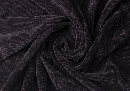 Black Plain Pleated Corduroy Fabric
