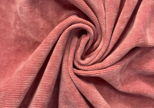 Coral Pink Pleated Corduroy Fabric