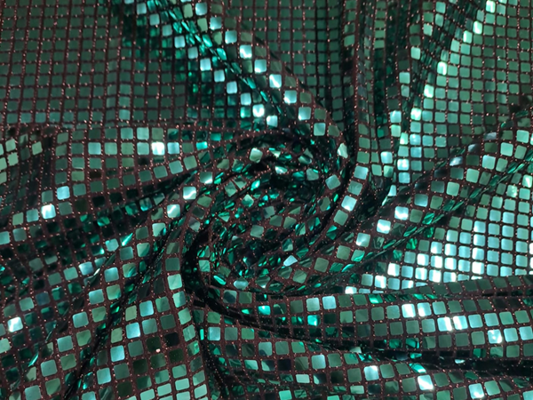 Green Geometric Disco Foil Imported Polyester Fabric
