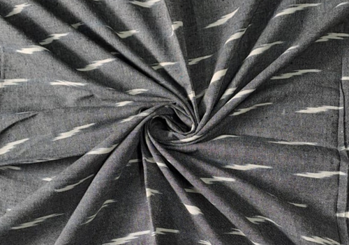 Grey Abstract Cotton Ikat Fabric