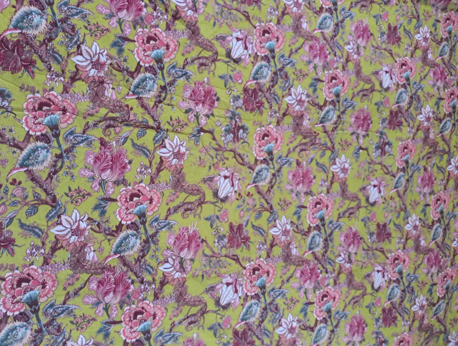 Multicolor Floral Premium Pleated Corduroy Fabric