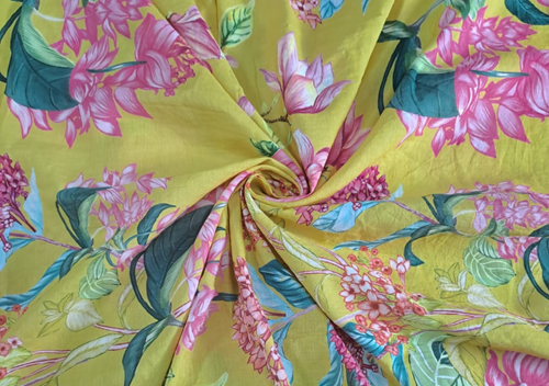 Cotton Linen Yellow Floral