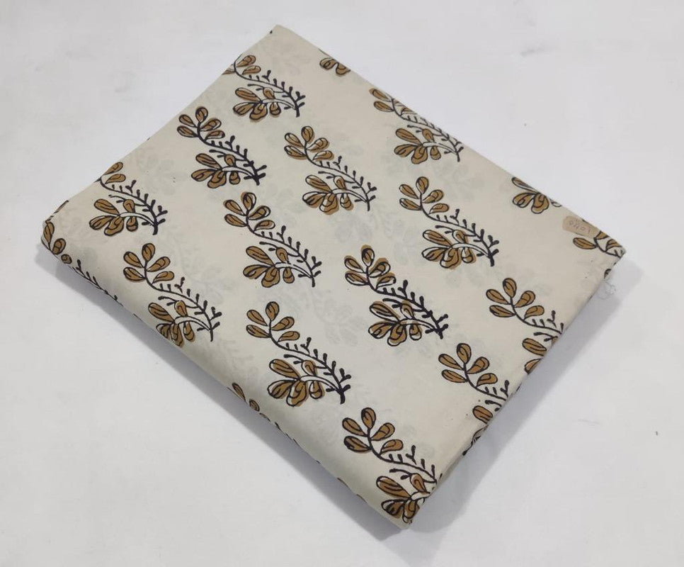 Off White Floral Pure Cotton Fabric