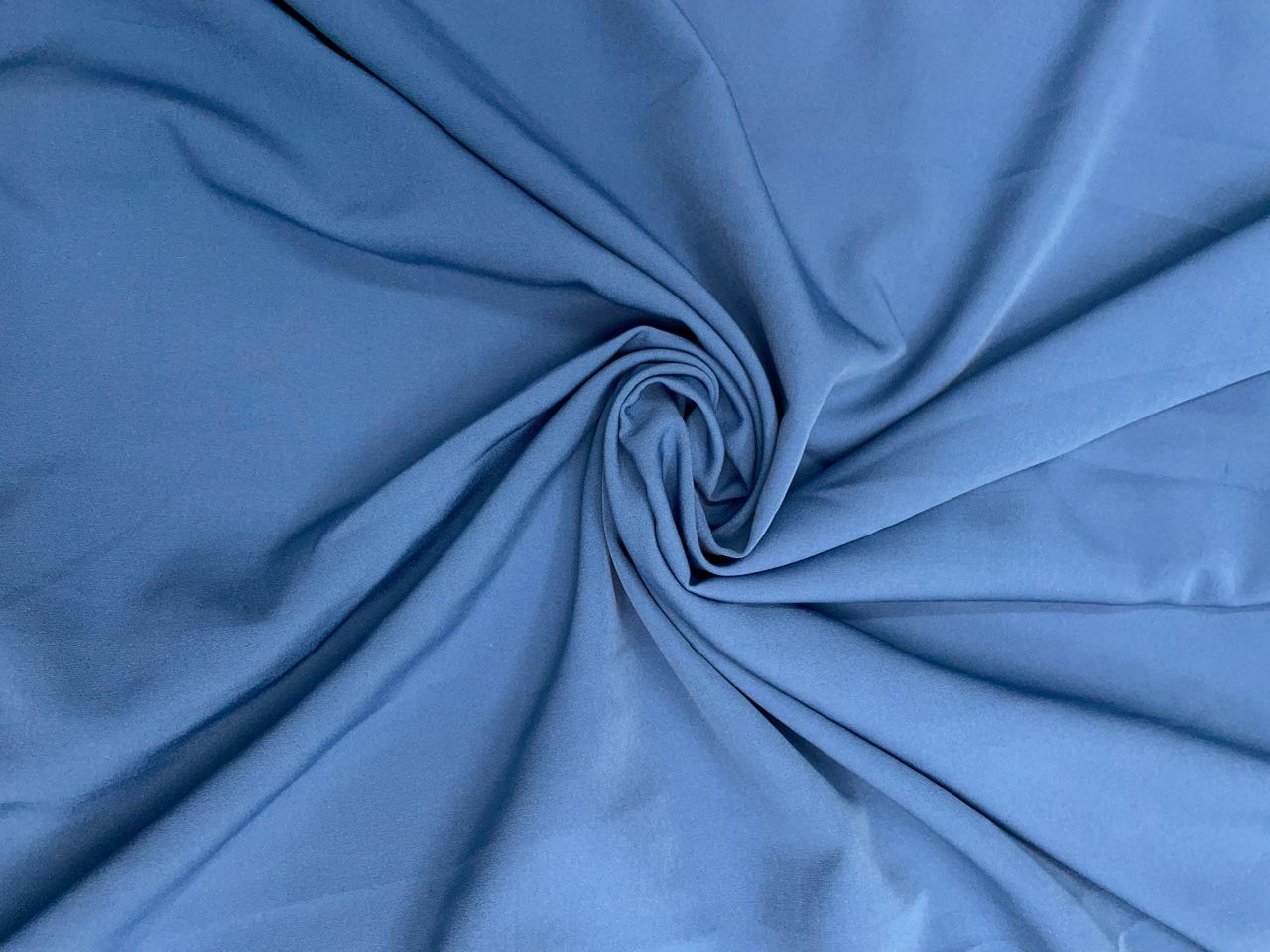 Steel Blue Plain Banana Crepe Fabric