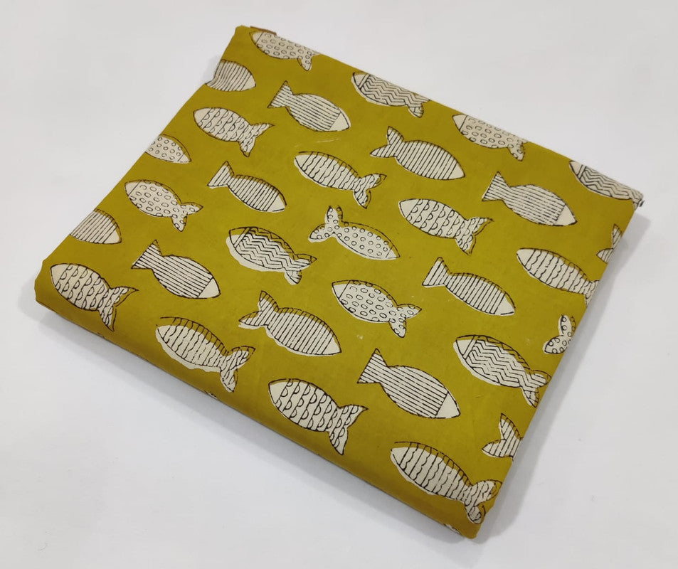 Dull Yellow Quirky Pure Cotton Fabric