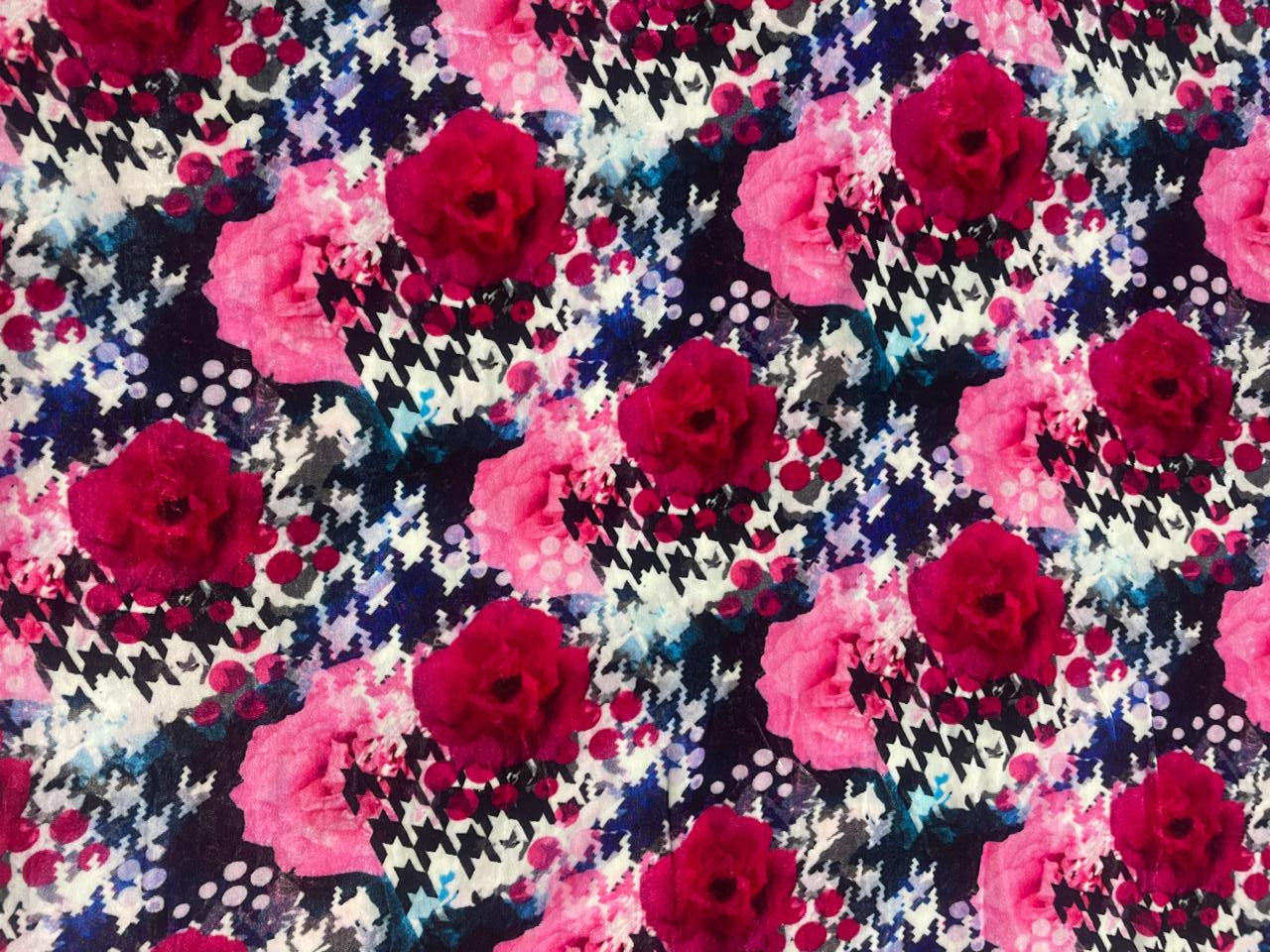 Multicolor Floral Pure Velvet Fabric