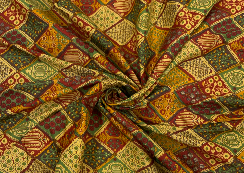 Multicolor Traditional Printed Cotton Cambric Fabric