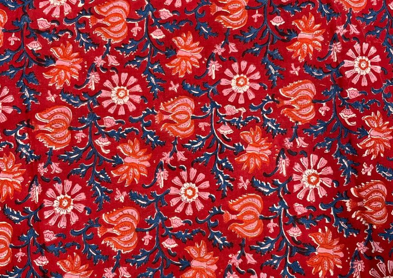 Printed Cotton Cambric Red Floral 1