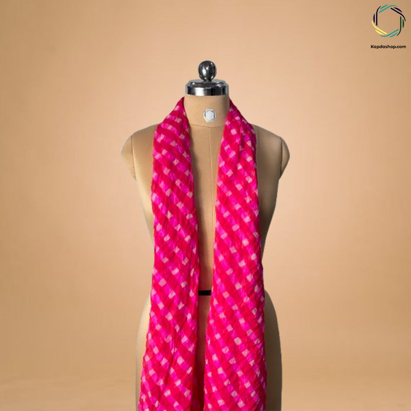 Pink Lehariya Georgette Dupatta Kapdashop