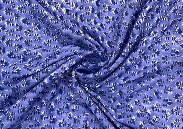 Printed Cotton Voil Blue Floral