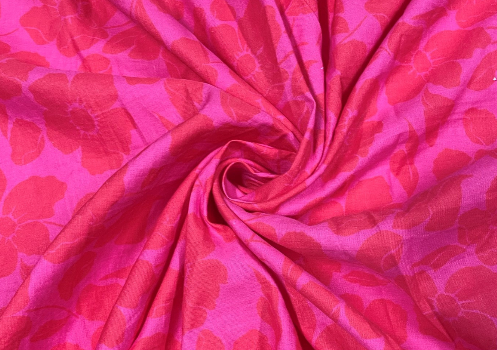 Pink & Red Floral Cotton Linen Fabric