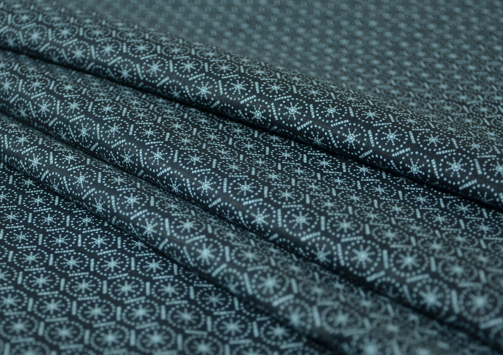 Navy Blue Geometric Cotton Fabric