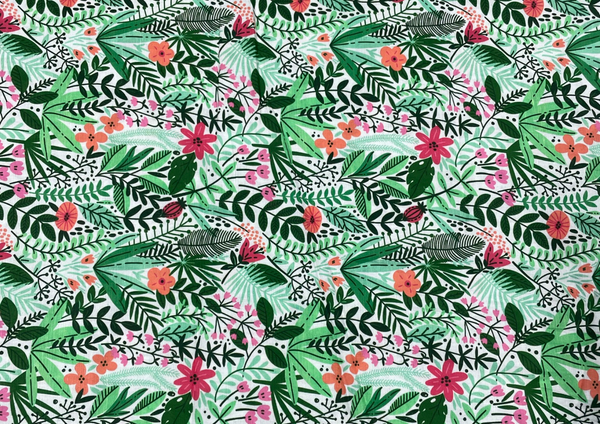 Multicolor Floral Printed Cotton Linen Fabric