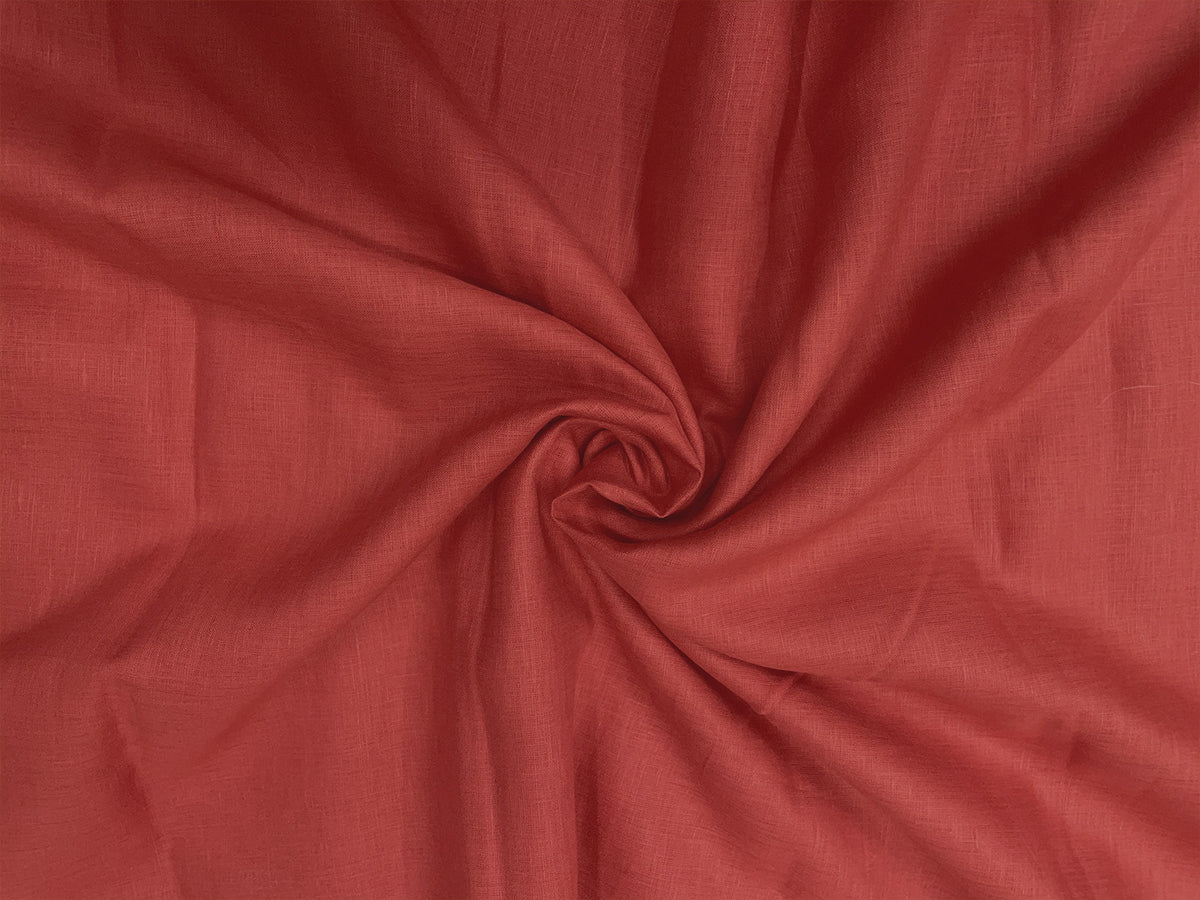 Rust Red Linen Rust Red Plain Pure Linen Fabric - 60 Lea