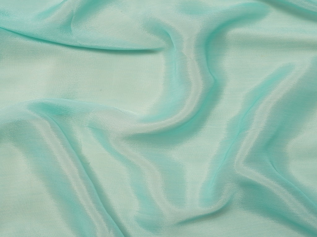 Turquoise Plain Viscose Chinon Chiffon Fabric Jayshree Fabric