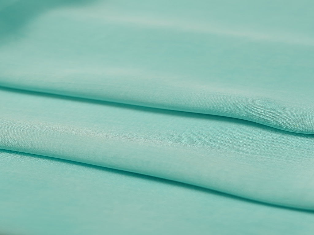 Turquoise Plain Viscose Chinon Chiffon Fabric Jayshree Fabric