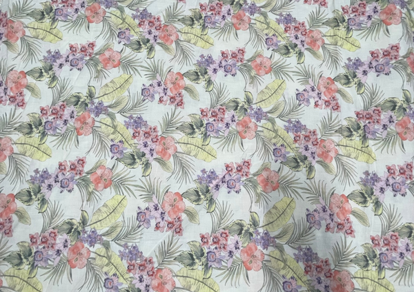 Multicolor Floral Printed Cotton Linen Fabric