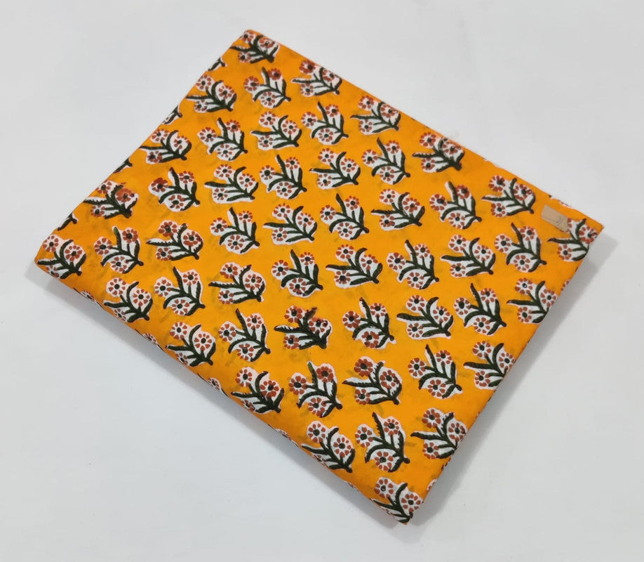 Orange Floral Cotton Fabric