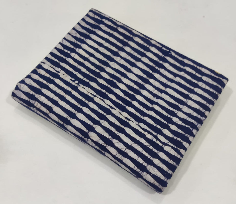 Blue & White Stripes Dabu Cotton Fabric