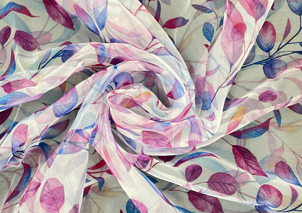 Multicolor Floral Printed Organza Fabric