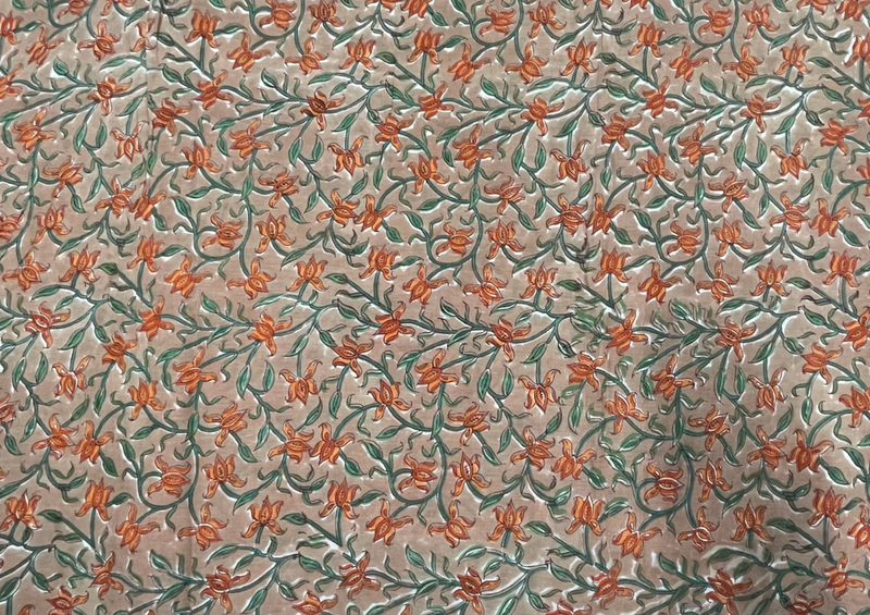 Printed Cotton Voil Tana Brown Orange Floral